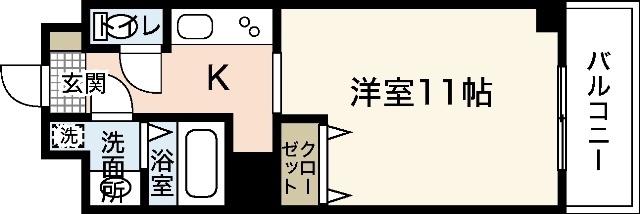 リバーハイツ(1K/7階)の間取り写真