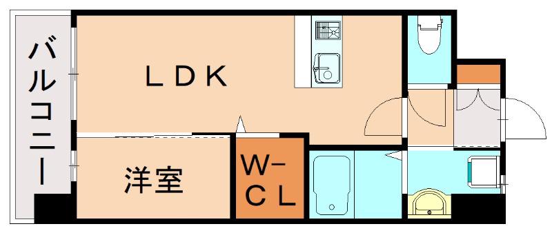 オーヴィジョンクラス浅香通(1LDK/2階)の間取り写真