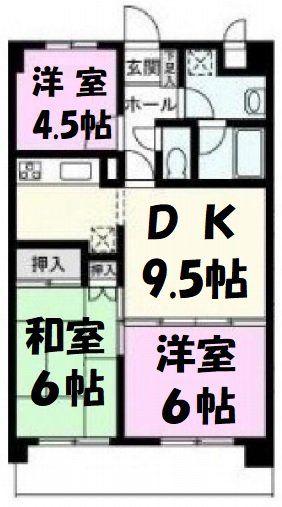 ベルメゾン千間台(3DK/1階)の間取り写真