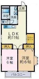 セントラルハイツ(2LDK/2階)の間取り写真