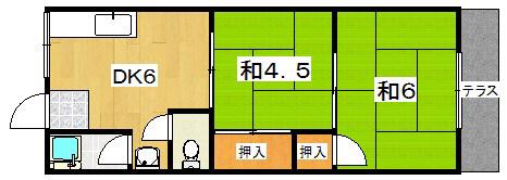 コーポ中野(2DK/1階)の間取り写真