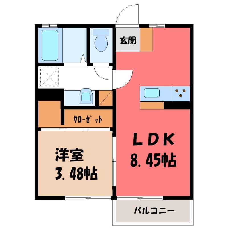 エタルナ倉賀野II(1LDK/1階)の間取り写真
