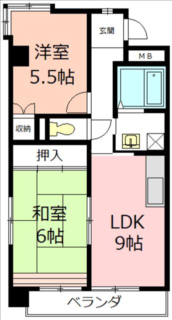 新橘ビル(2LDK/2階)の間取り写真
