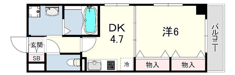 エスペランサ御影Ⅱ(1DK/3階)の間取り写真