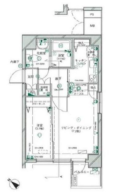 スカーラ武蔵小山(1LDK/2階)の間取り写真