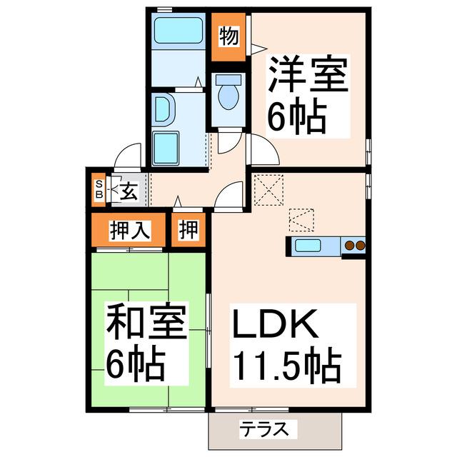 ガーデンコートみずき台(2LDK/1階)の間取り写真
