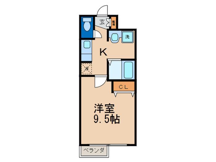 PEACEFUL朱雀(1K/3階)の間取り写真
