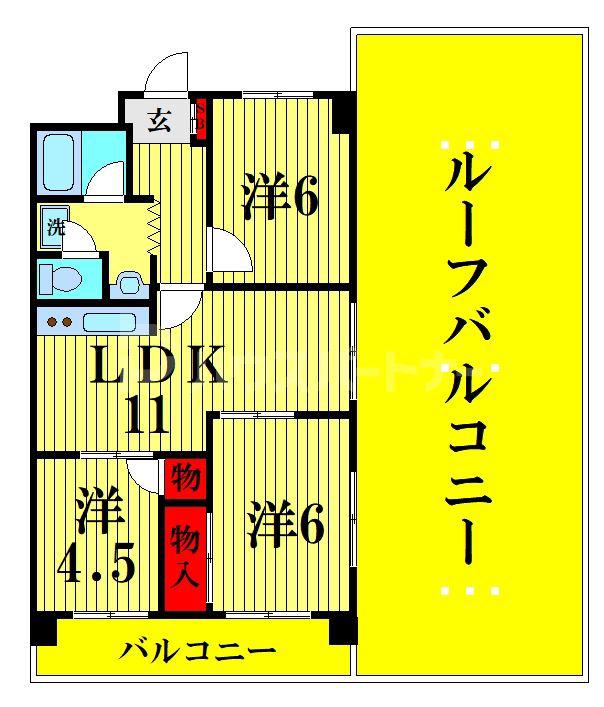 シャルムKカーサ(3LDK/6階)の間取り写真