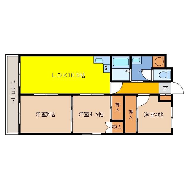 LIV千歳(3LDK/3階)の間取り写真