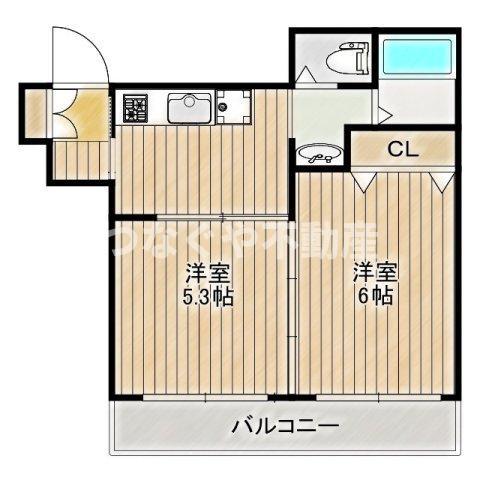 目黒中央マンション(1LDK/5階)の間取り写真