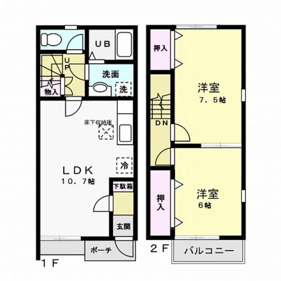 SAINTPAULIA(2LDK/1階)の間取り写真
