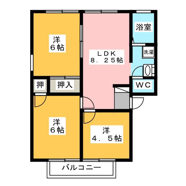 アーバンのぐちA(3DK/2階)の間取り写真