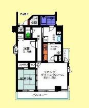 エステシオン大森(2LDK/7階)の間取り写真