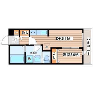 プログレス河原町(1DK/2階)の間取り写真
