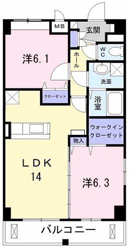 ヴァルスヴァルド(2LDK/6階)の間取り写真