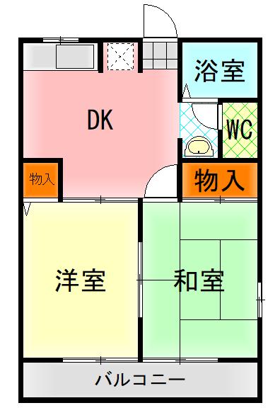アレント・サワA(2DK/1階)の間取り写真