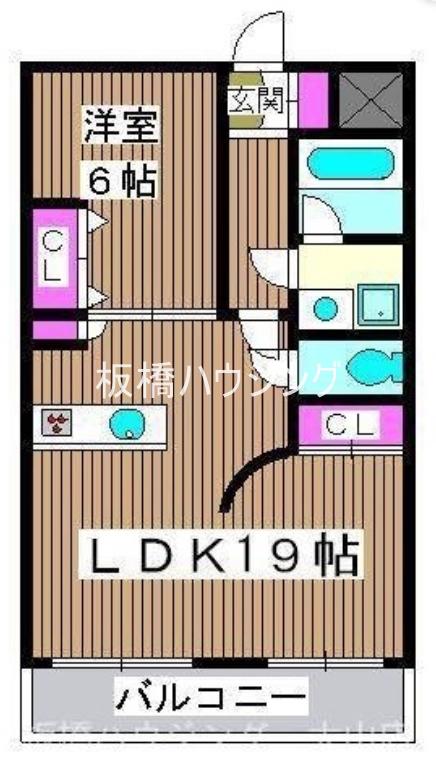 浮間パークコート(1LDK/2階)の間取り写真