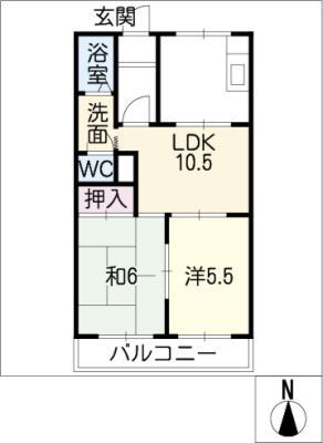 リバーサイド政和(2LDK/2階)の間取り写真