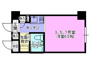 ドミトリー茅ヶ崎(ワンルーム/5階)の間取り写真
