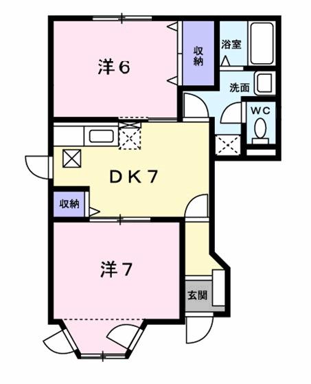 フラワー欠間(2DK/1階)の間取り写真
