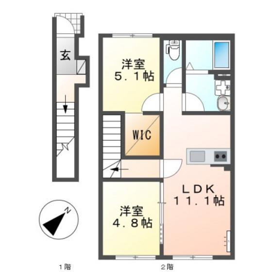 レミエ上平良(2LDK/2階)の間取り写真