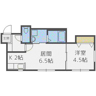 グランディール円山イースト(1LDK/4階)の間取り写真