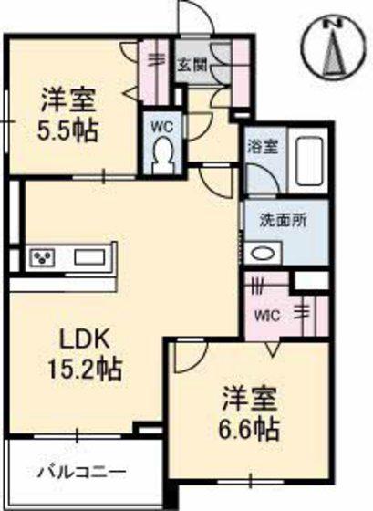 ベレオガーデンズ福富西(2LDK/3階)の間取り写真