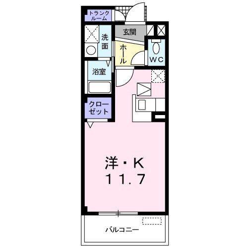 エレガンテフィールドII(1K/1階)の間取り写真