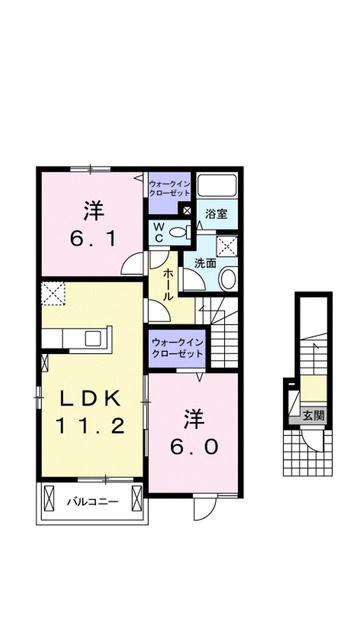 ルーナ・AI I(2LDK/2階)の間取り写真