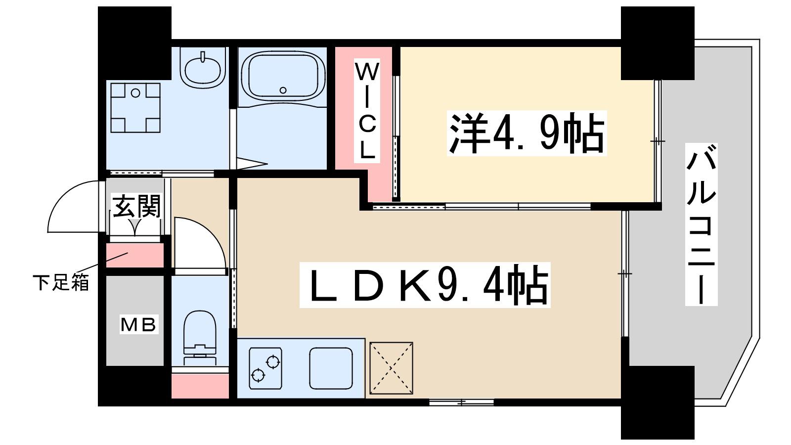 ノルデンハイム江坂Ⅱ(1LDK/10階)の間取り写真