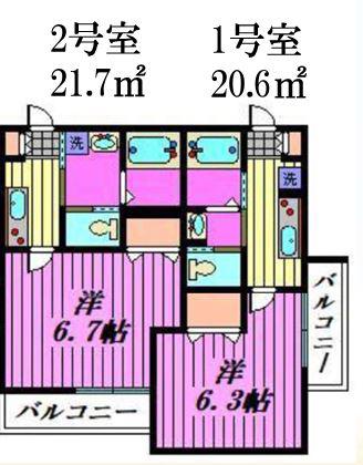 MARK DUO草加瀬崎(1K/2階)の間取り写真