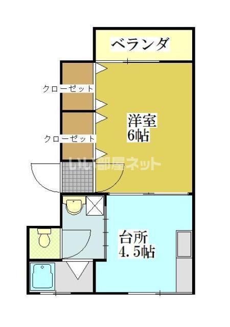 ウォムハウス(1DK/3階)の間取り写真