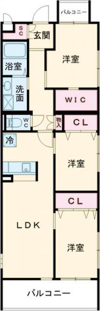 アルテマイスター 潮見(3LDK/3階)の間取り写真