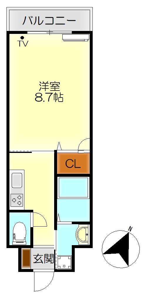 クレアメゾン本町(1K/3階)の間取り写真