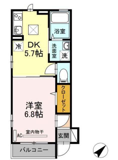 ブロッサム荻窪II(1DK/1階)の間取り写真