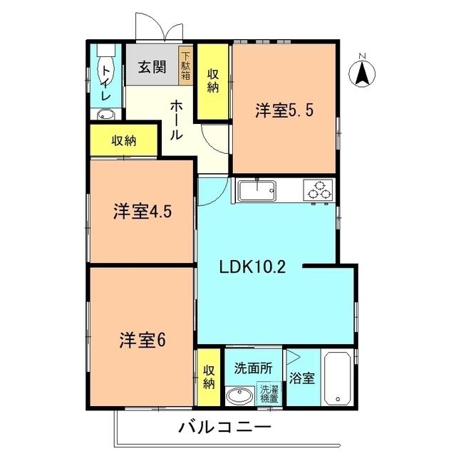 笹尾ハイツ(3LDK/1階)の間取り写真
