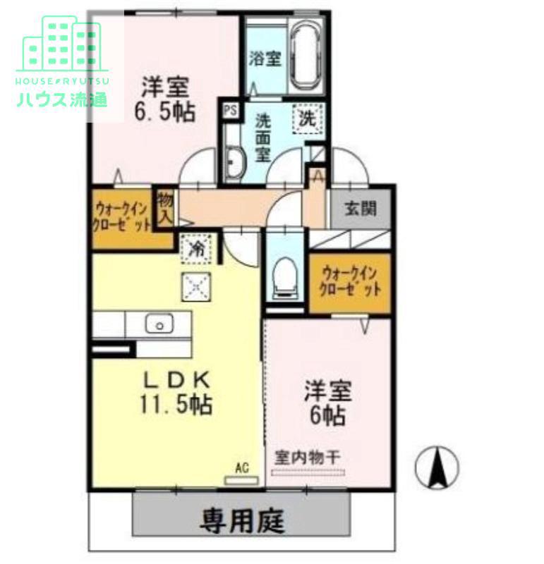 ウィットTOMO(2LDK/1階)の間取り写真