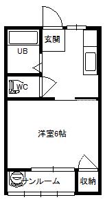 代栄パレスNO.5(1K/1階)の間取り写真
