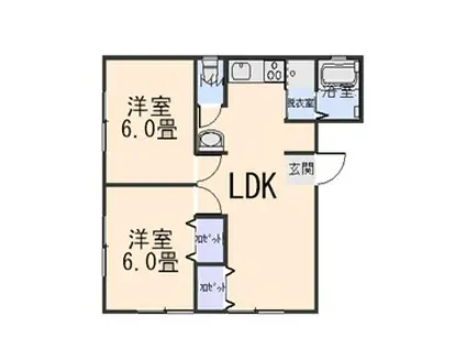 ラポール2番館(3K/1階)の間取り写真