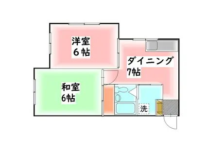 ホワイトアリスコーポ(2DK/1階)の間取り写真