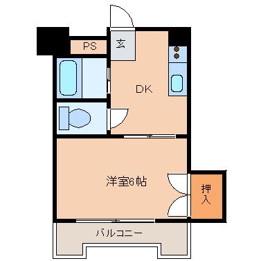 第3ハニービル(1DK/2階)の間取り写真