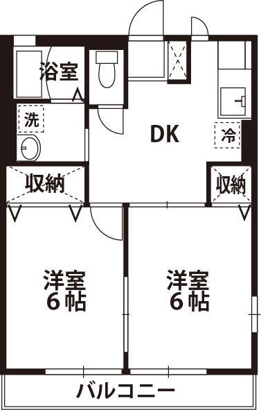 ツインハイムB(2DK/2階)の間取り写真