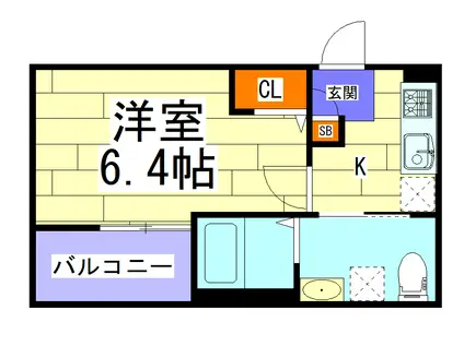 フルール(1K/1階)の間取り写真