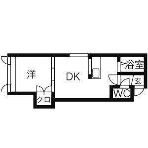 パルク平岸(1DK/2階)の間取り写真