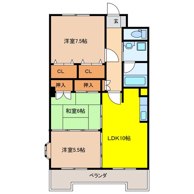 ボヌールメゾンMIKASA(3LDK/4階)の間取り写真