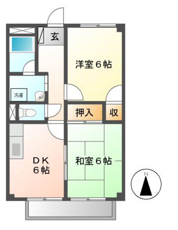 SURPLUS AIM(2DK/2階)の間取り写真