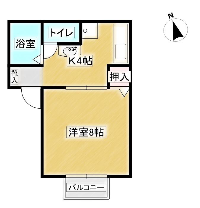 シャンポール八王寺 B(1K/1階)の間取り写真