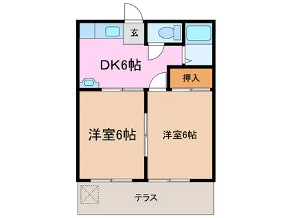 コーポまひまひ(2DK/1階)の間取り写真
