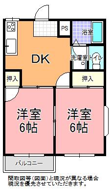 エルディム立原(2DK/2階)の間取り写真