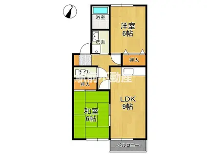 セジュールソシアII(2LDK/2階)の間取り写真